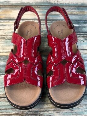 Clarks Merliah Comfort Sandal Womens Sz 7 Red Slingback Lightweight Work Casual